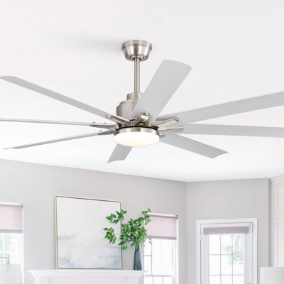 Ventilateur de plafond moderne moderne de 52 pouces avec lumières, 6 vitesses de vent, avec 8 pales en ABS noir, télécommande vocale, ventilateur de chambre à coucher, salon