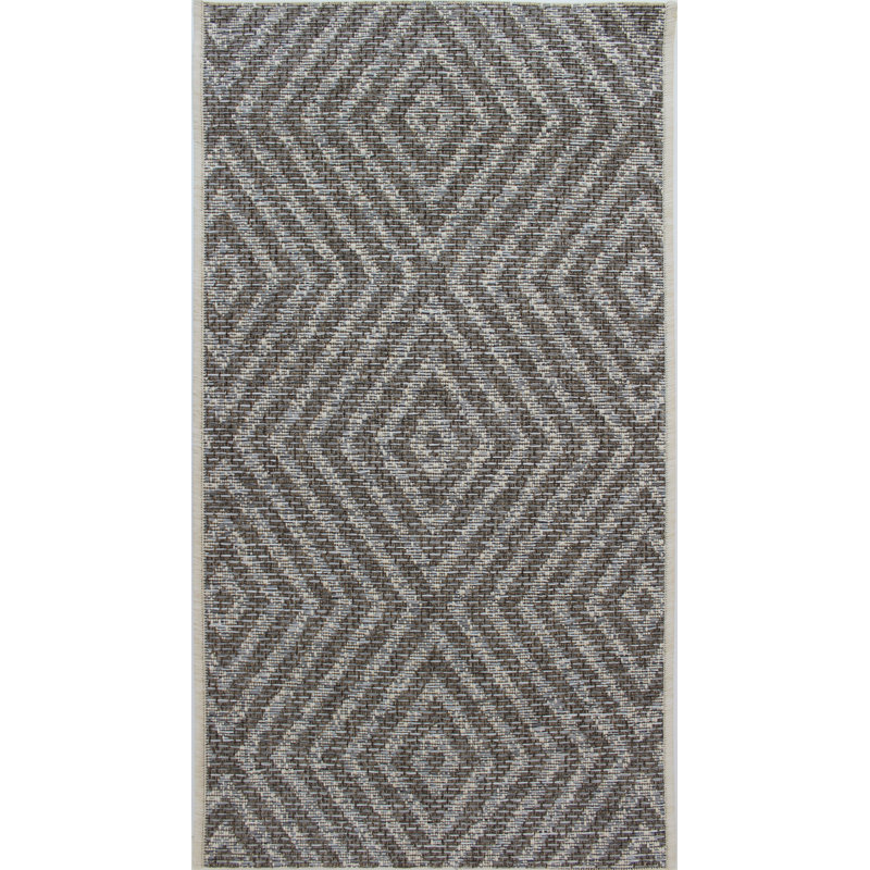 Tapis décoratif intérieur/extérieur gris à motif géométrique Withrow, Rectangle 2 pi x 3 pi 7 po