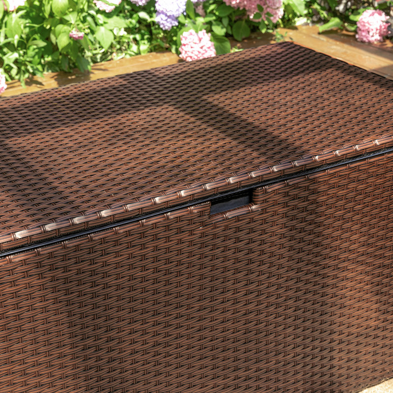 Brown Wicker 140 Gallon Outdoor Storage Deck Box