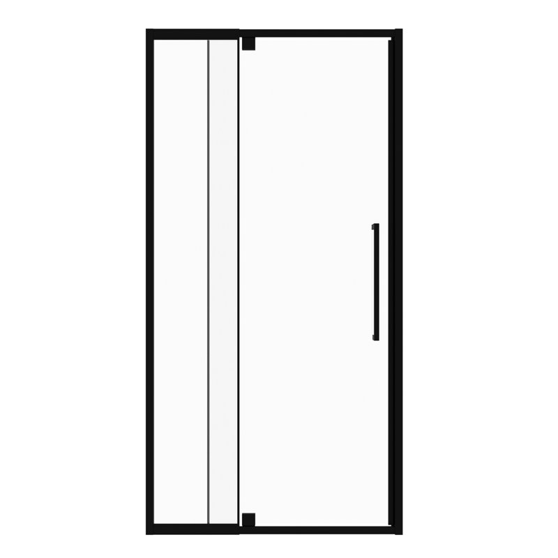 Porte de douche semi - pivotante en verre 44 48 po L, 72 H, 1/4 po, 6 mm trempé, noir mat, imperméable et réversible pour les configurations de salle de bain