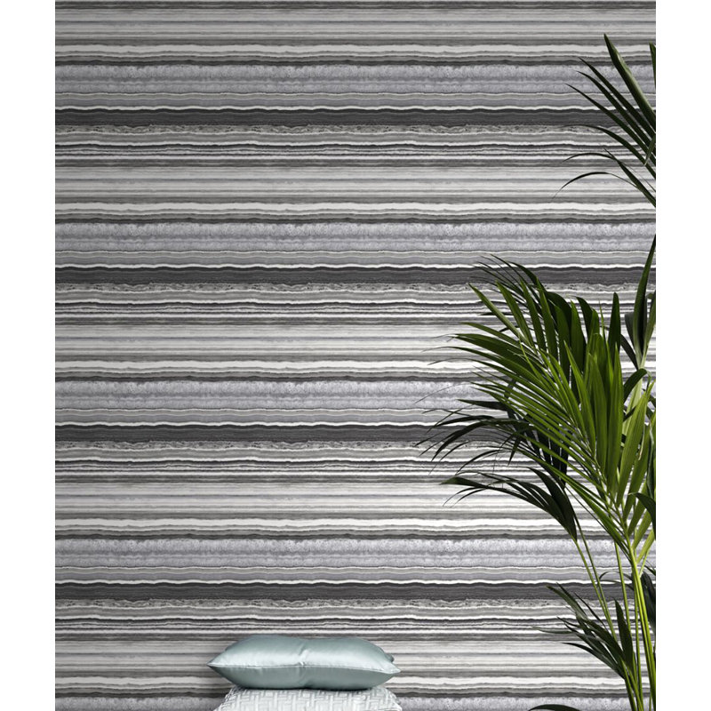 Rouleau de papier peint L 33 pi x l 20,5 po Mcfalls Stone, Gris / Blanc