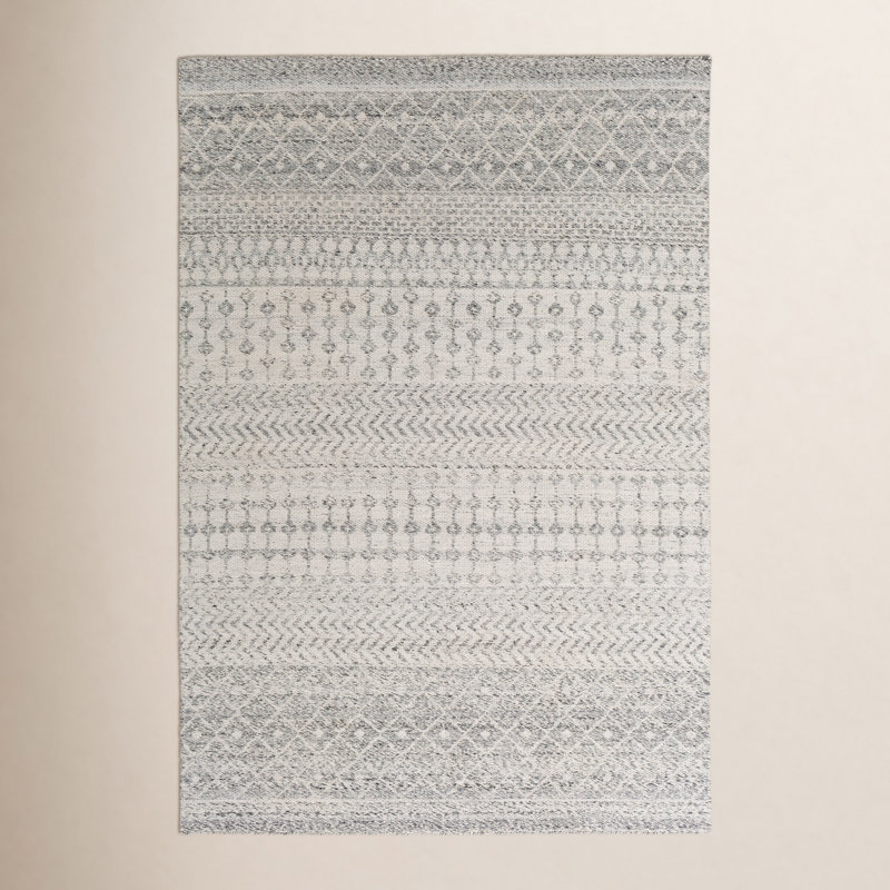 Tapis intérieur / extérieur gris / beige tissé à plat à la main Colwich, Rectangle 8 pi x 10 pi