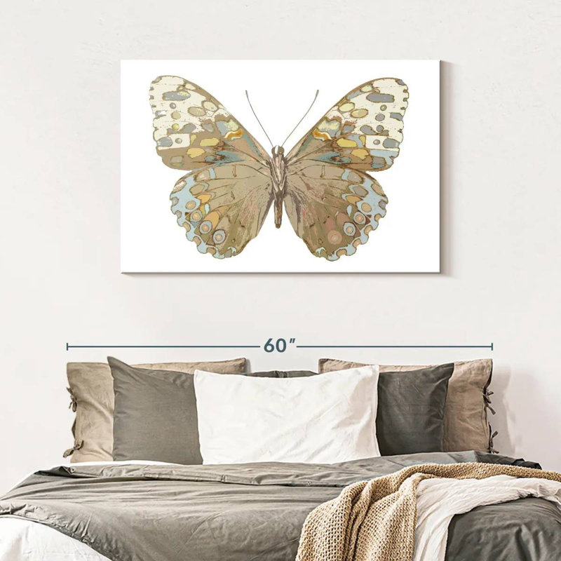 Papillon Brampt en taupe et bleu, H 30 po x l 45 po