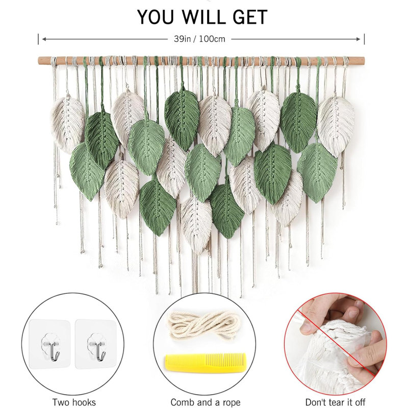 Wall Hanging, 39" H x 30" W, Green/Cream