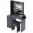 37" Middle Size Left Bedside Cabinet Vanity Table + Cushioned Stool Dresser Set, 2 AC+2 USB Socket, Hair Dryer Stand, Large Touch Control LED Sliding Mirror, 3-Color Switch, EPA, GCC, UL Certificate-1773228989