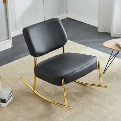 Chaise berçante rembourrée en polyuréthane, chaise berçante unique, siège rembourré, chaise berçante à dossier et pieds en métal doré. Chaises d'appoint confortables dans le salon, la chambre à coucher et le bureau. W1512P222872