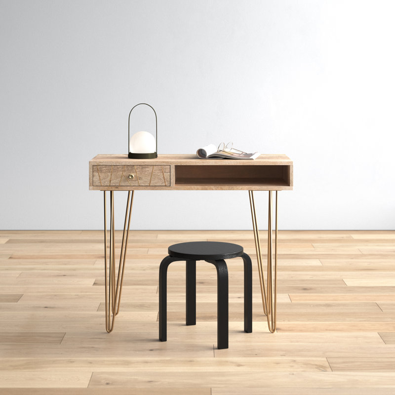 Bureau en bois massif Resch, Naturel