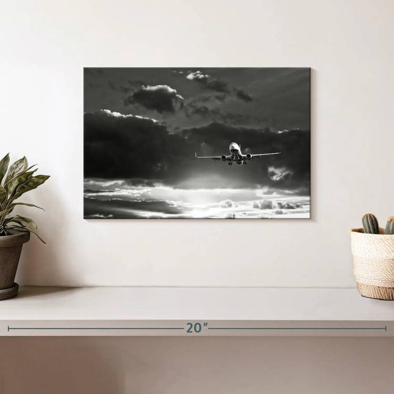Mehar Monochrome Sunset Airplane, 8" H x 12" W