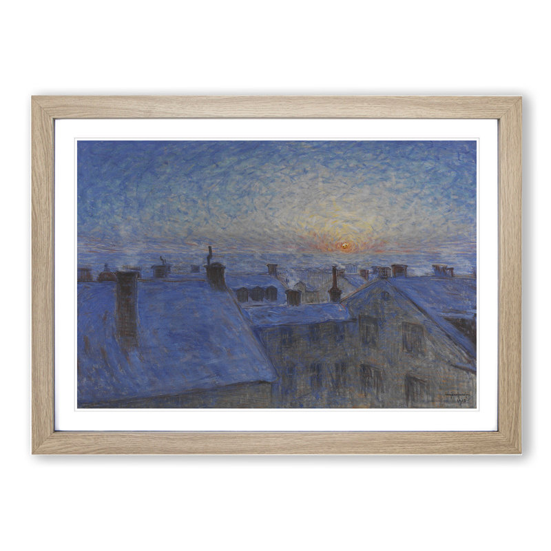 Sunrise over the Rooftops by Eugene Jansson - Picture Frame Painting, Oak Framed, 48cm H x 65cm W x 2cm D