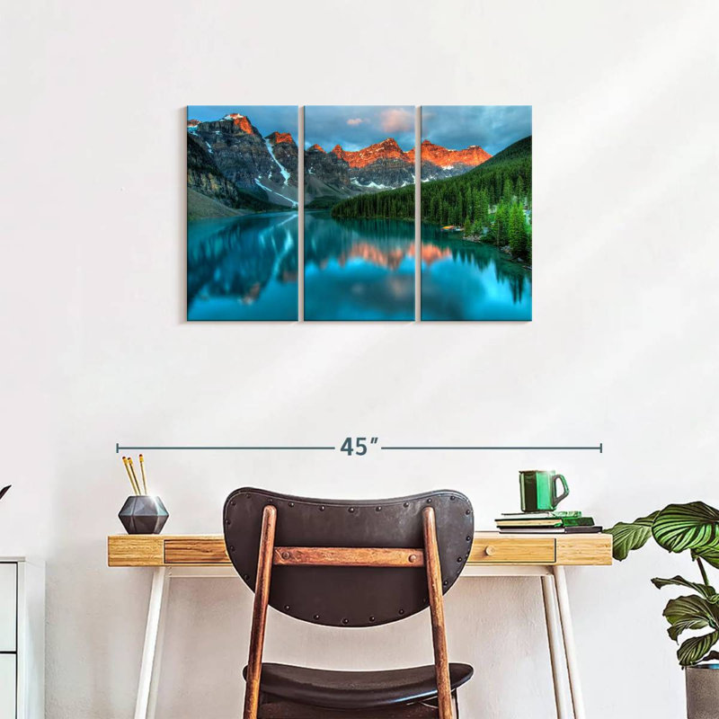 Tranquil Moraine Lake 3 pièces, H 33 po x l 20 po x P 1,25 po