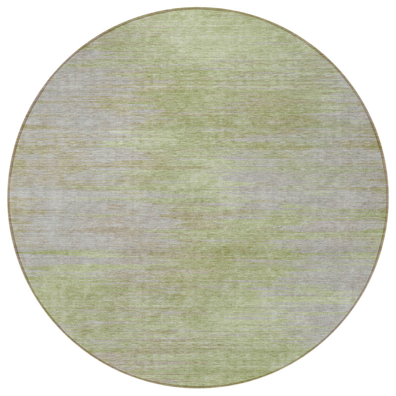 Tapis intérieur rond lavable abstrait vert sauge et artichaut 8 pi