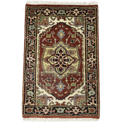 Merriwood Oriental Handmade Hand-Knotted Rectangle 2' x 3' Wool Area Rug in Red/Orange/Cream -  Charlton HomeÂ®, F0708FE58B3C4E39B6F32D4581B6A217