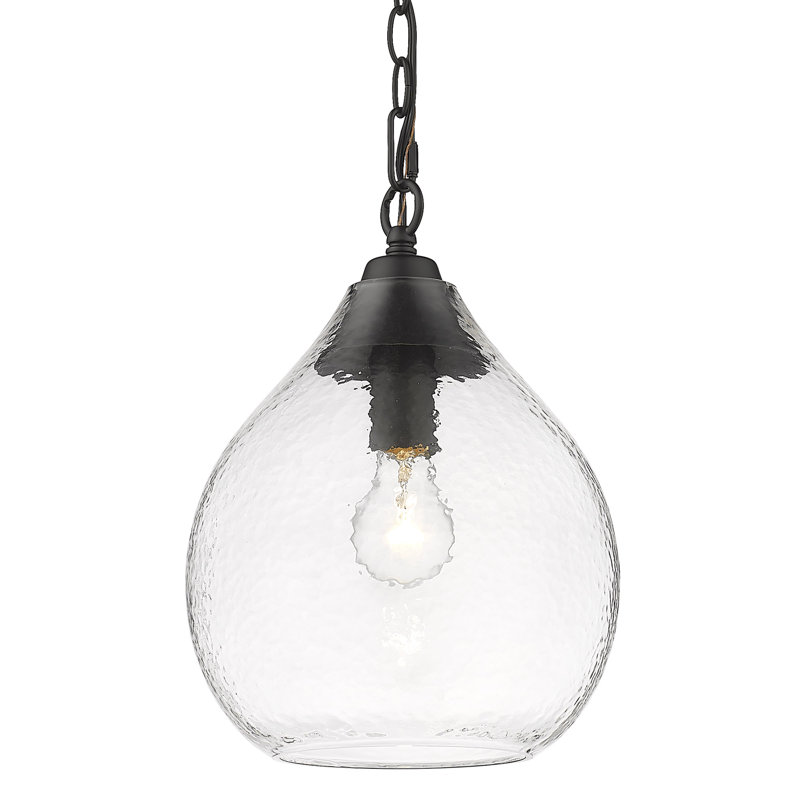 Luminaire suspendu en forme de goutte à 1 lumière Armijo, Noir mat