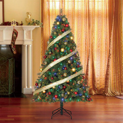 Home Heritage 9' Artificial Cascade Pine Christmas Tree w/ Color Lights (2 Pack)