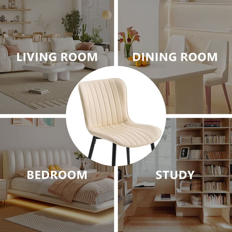 Modern Dining Chairs, PU Leather Kitchen Side Chairs With Sturdy Metal Legs & Non-Slip Feet Perfect For Dining Room, Restaurant, Cafe