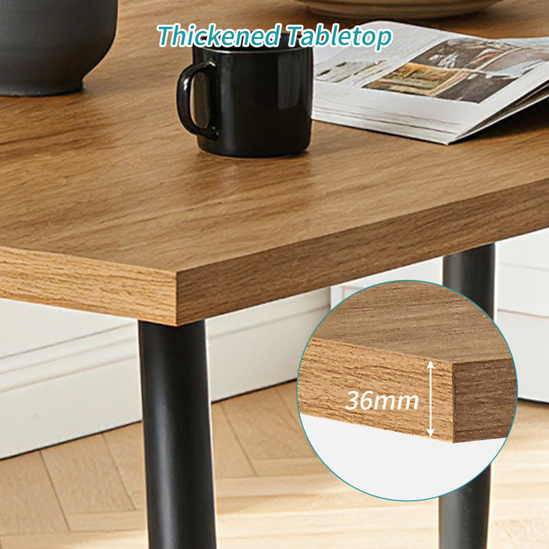 Ernst 120/150cm Nordic Metal Base Rectangular Manufactured Wood Dining Table, Oak, 150cm x 90cm