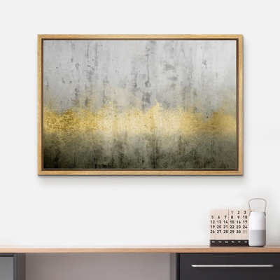 Or et gris abstrait paysage minimaliste moderne contemporain sur toile