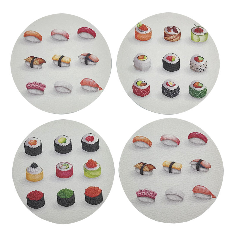 Sous-verres ronds en cuir végétalien
