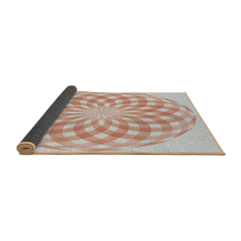 Tapis orange/gris tissé à la machine, Rond 6 pi