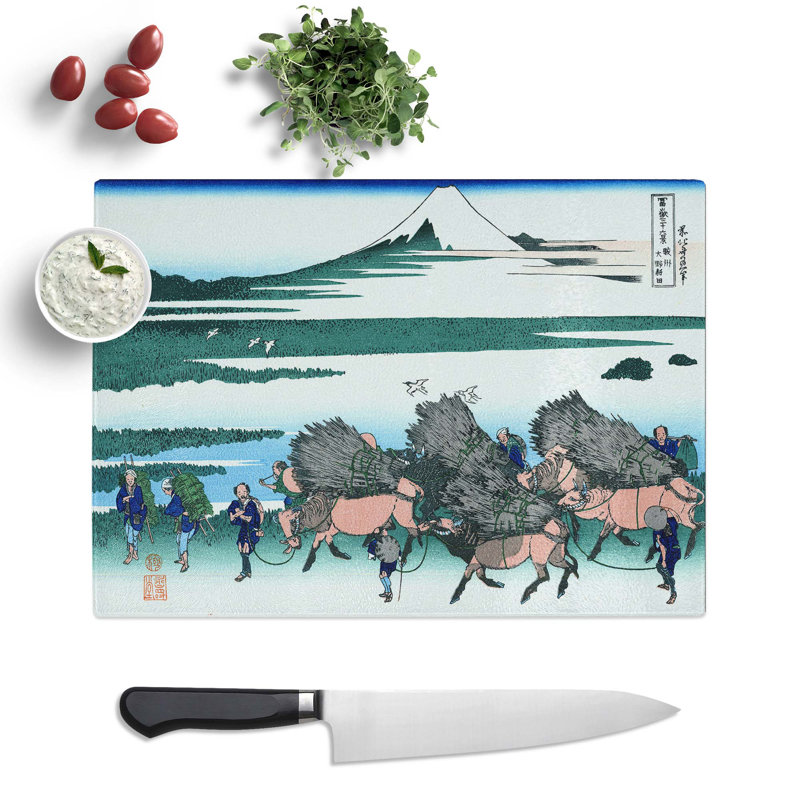 Tempered Glass Ono Shindon in the Suraga Province by Katsushika Hokusai Chopping Board, 28.5 cm x 20 cm