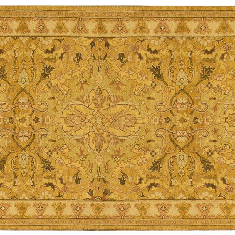 Hand-Knotted High-Quality Gold and Beige Runner