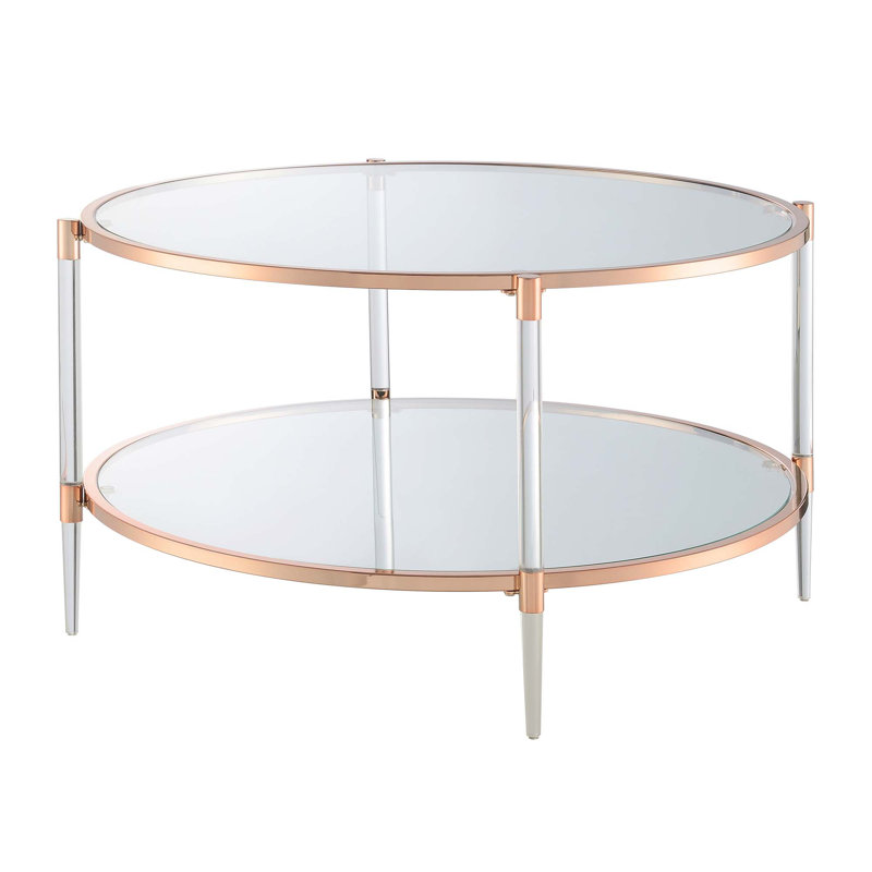 Carolina 2-Tier Acrylic Glass Coffee Table, Rose Gold