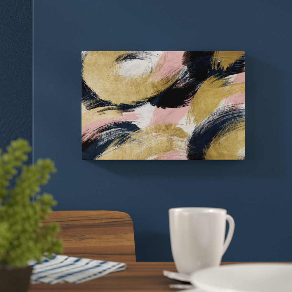 'Blush and Midnight Dream' Acrylic Painting Print on Wrapped Canvas