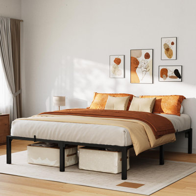 Cadre de lit plateforme en métal robuste - Queen/Full/Double, hauteur 20-25 cm