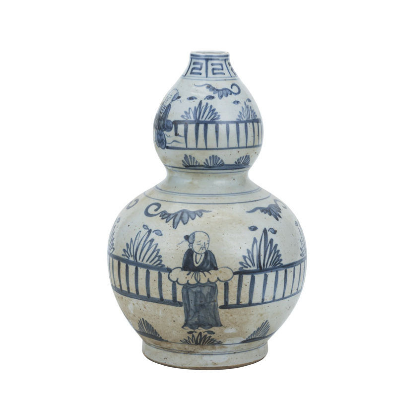 Handmade Blue and White Porcelain Gourd Vase