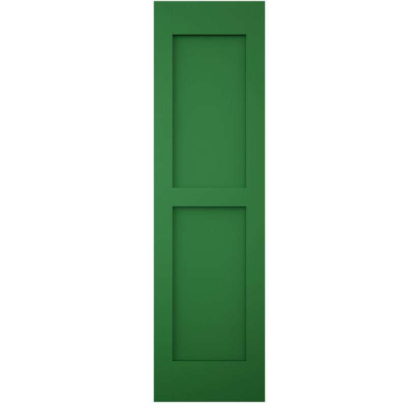 Volets extérieurs Americraft à deux panneaux plats égaux en bois véritable (par paire), 30,5 cm (L) x 208 cm (H), avec capuchons de volets en aluminium, vert viridien