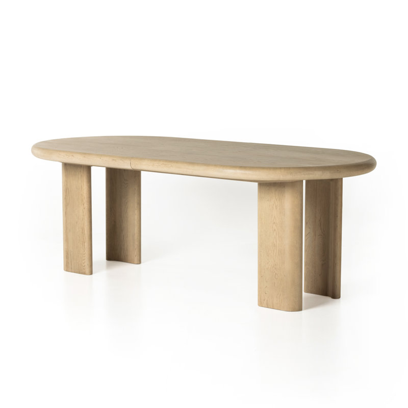 Light Oak Extendable Oval Dining Table with Solid Wood Base