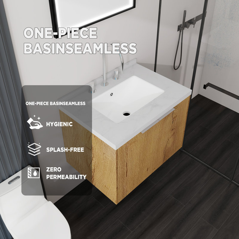 Meuble-lavabo flottant avec lavabo, Natural, 24" W