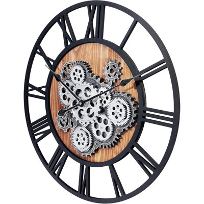 23'' Wooden Steampunk Real Moving Gear Wall Clock 