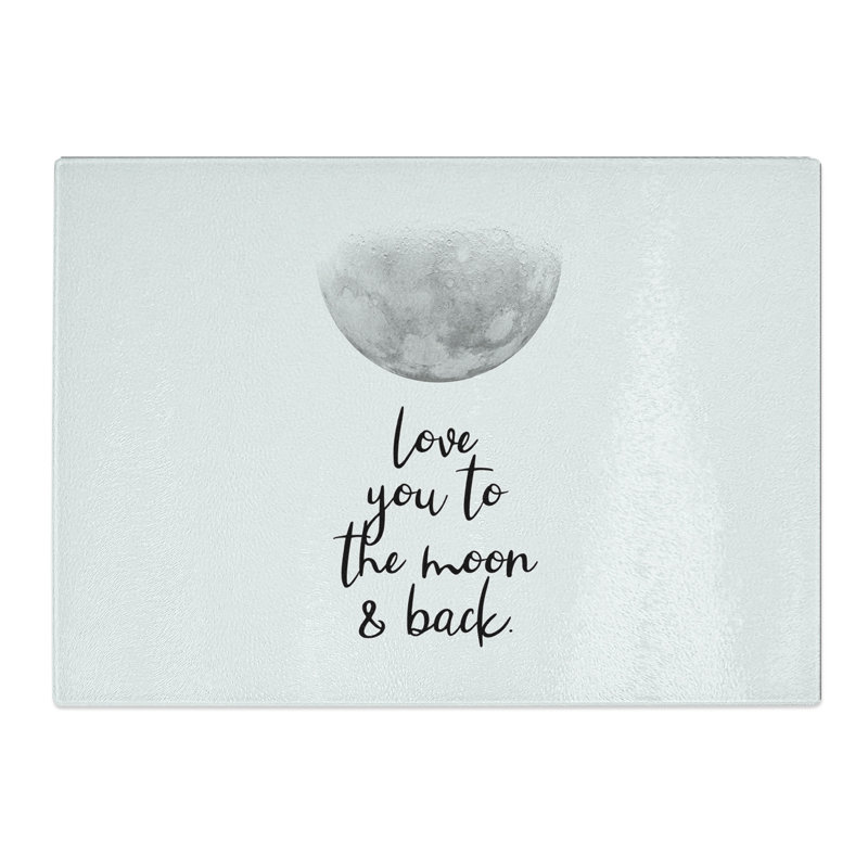 Love You to the Moon and Back Typography Chopping Board, 28.5cm W x 39cm L