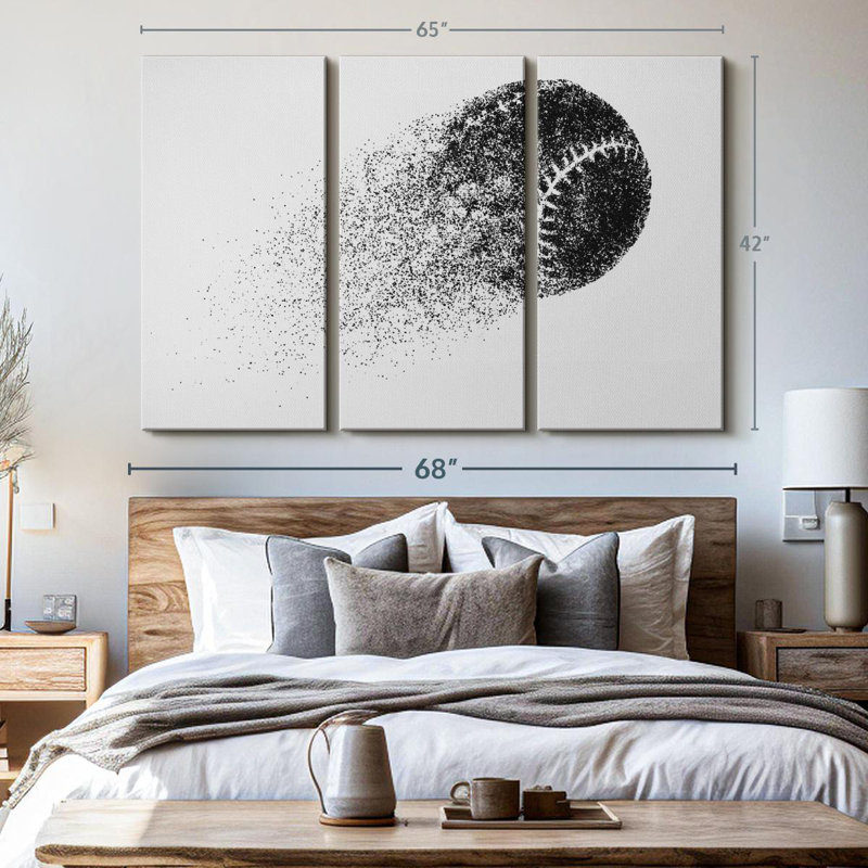 «Abstract Baseball» sur toile, H 42 po x l 65 po x P 1,25 po