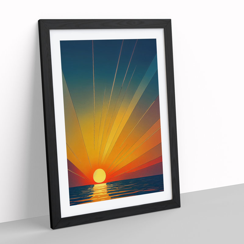 XV1022-5363X Wondrous Sunset View - Single Picture Frame Print, Black, 64cm H x 46cm W x 2cm D
