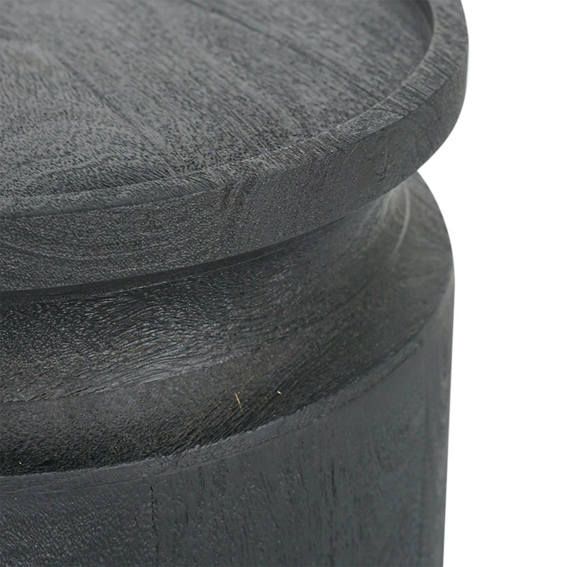 Black Wooden Cylinder Side Table