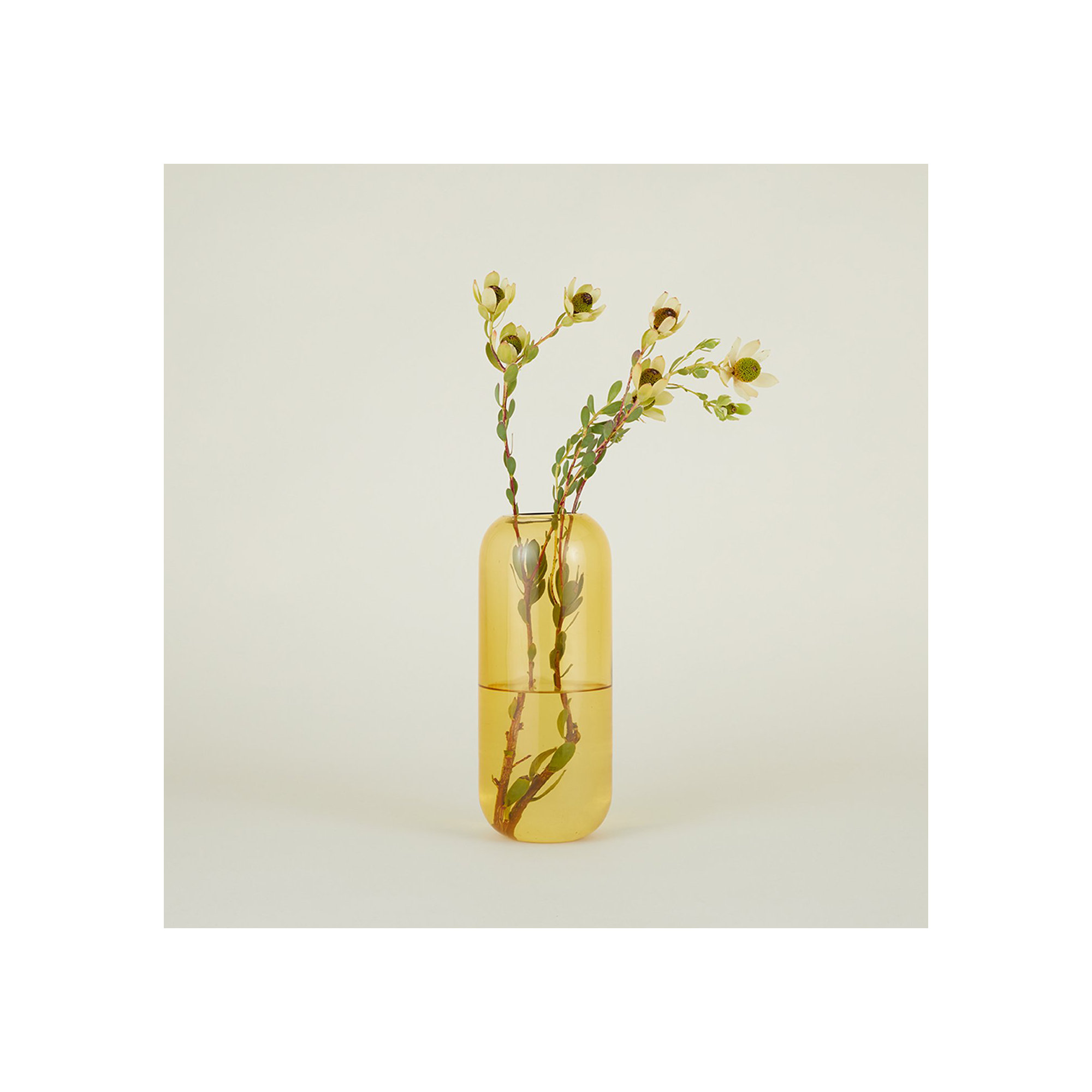 Aurora Handmade Glass Table Vase, Amber, 12.5" H x 5" W x 5" D
