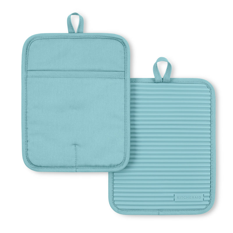 KitchenAid Ribbed Soft Silicone Potholder, Teal