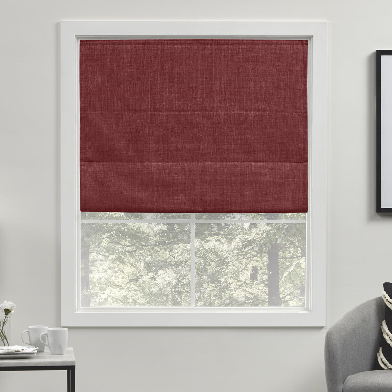 Exclusive Home Acadia 100% Blackout Roman Shade, Red, 34"W x 64"L