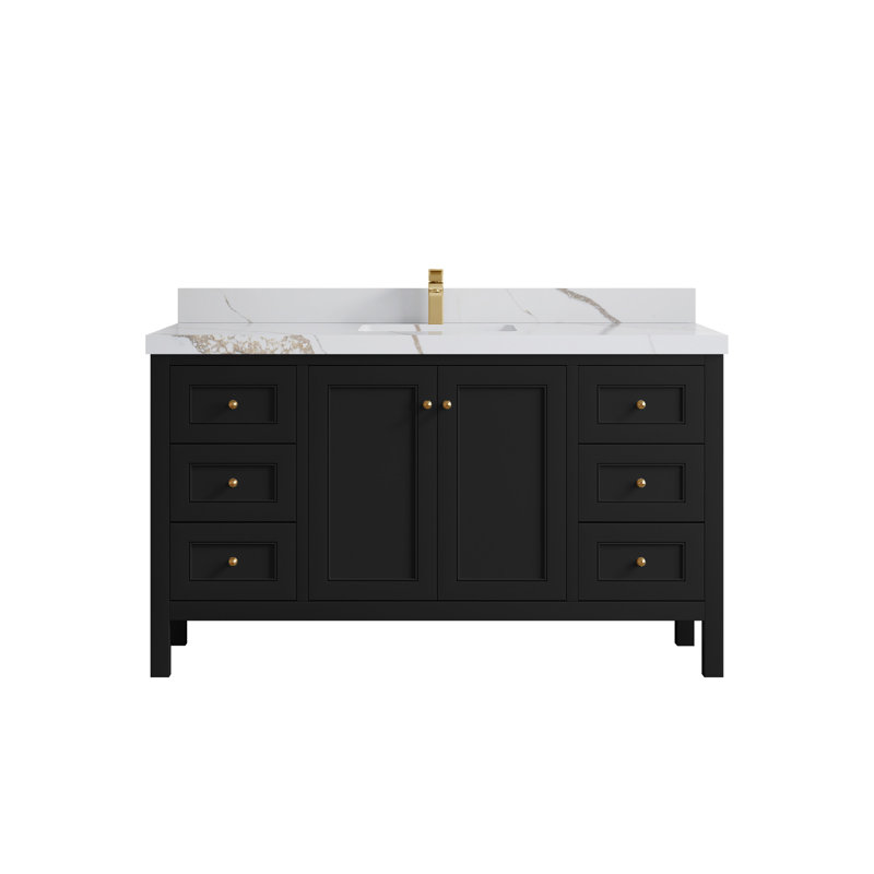 Nashville X P 22 po De salle de bain Quartz gris Piatra, Noir, Or Calacatta