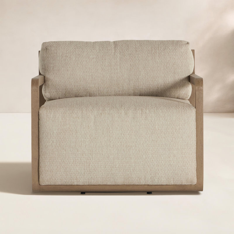 Stroud Outdoor Teak Swivel Lounge Chair, Faye Sand