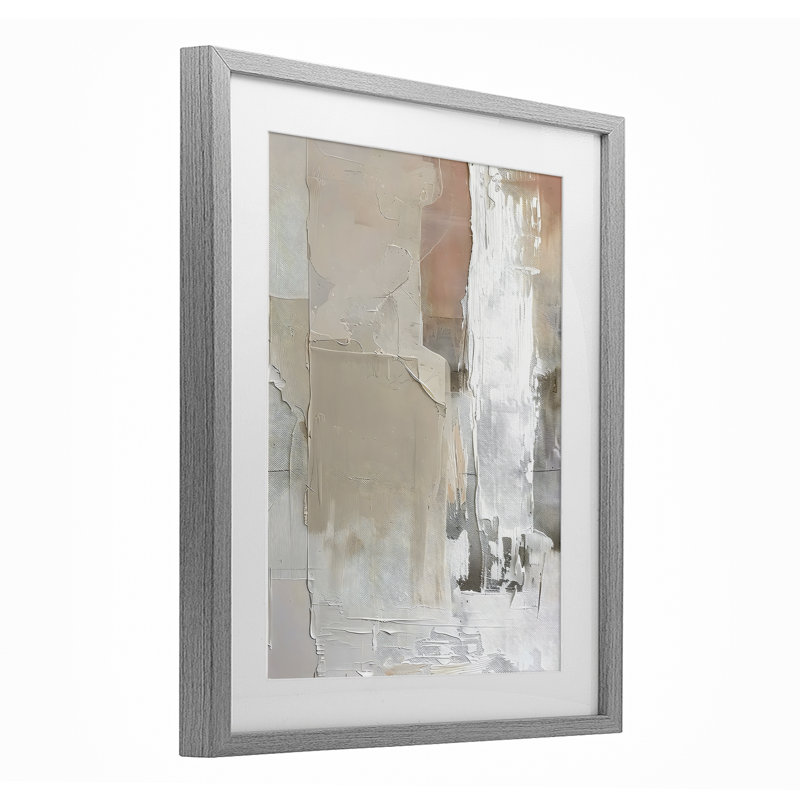 «Subtle Blush», reproduction encadrée abstraite sous verre, conception de Riley B, Cadre de ferme gris, H 16 po x l 13 po
