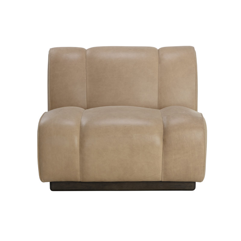 Chaise longue pivotante en cuir véritable pleine fleur 35,5 po - Brun