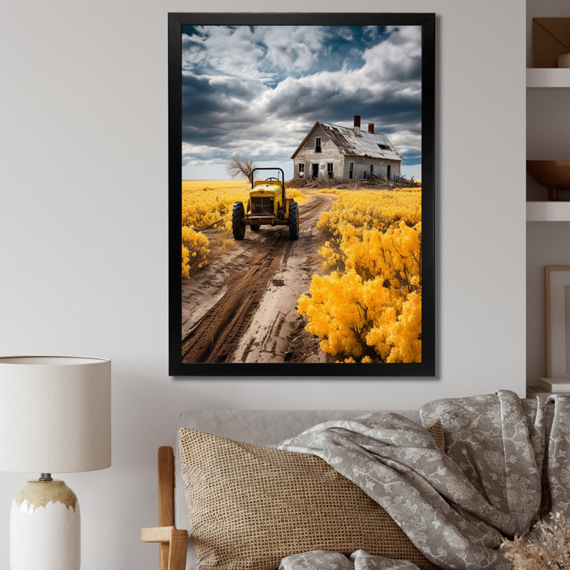 Farmhouse Tractor Countryside Haven I, Cadre simple noir, H 20 po x l 12 po x P 1 po