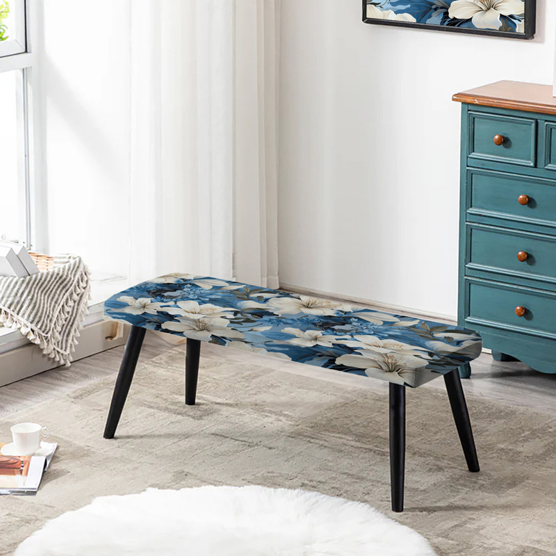 Motif tropical azur Azure - banc rembourré noir Tropical