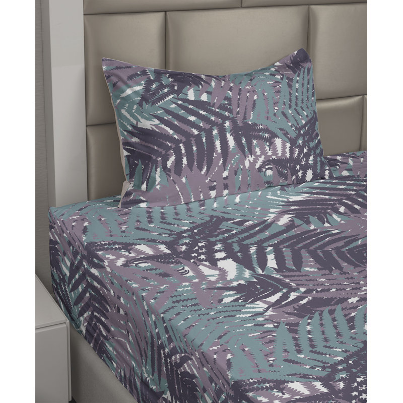 Ambesonne Watercolor Botany Sheet Set 4 Pcs Retro Boho Bloom, Twin Sheet Set with 1 Pillowcase