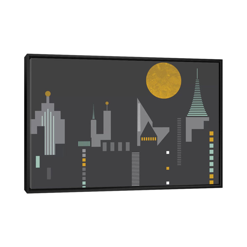 Paysage urbain - impression sur toile tendue, H 18 po x l 26 po x P 1,5 po, Toile avec cadre noir, Pas de tapis