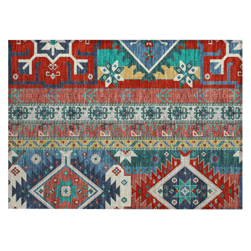Machine Washable Indoor/Outdoor Chantille ACN1015 Red Rug, Rectangle 1'8" x 2'6"