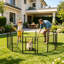 Parc pour chien robuste en métal de 40 pouces avec 16 panneaux, enclos d'exercice intérieur et extérieur pour animaux de compagnie avec barrière à verrouillage automatique, clôture anti-rouille pour chiot